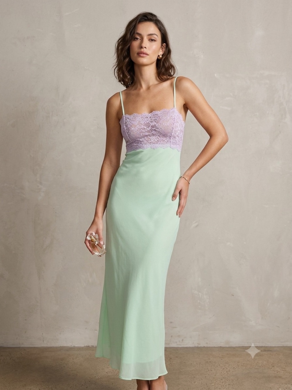 Vintage Y2K Victoria's Secret Lilac Lace Mint Slip